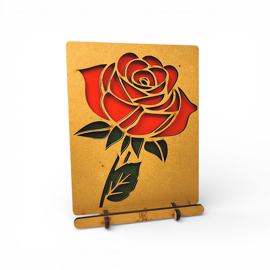 Rode Roos Pop-up Kaart – Romantische Houten 3D-kaart