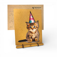 Load image into Gallery viewer, NIEUW: Kat met Feestmuts Pop-up Kaart