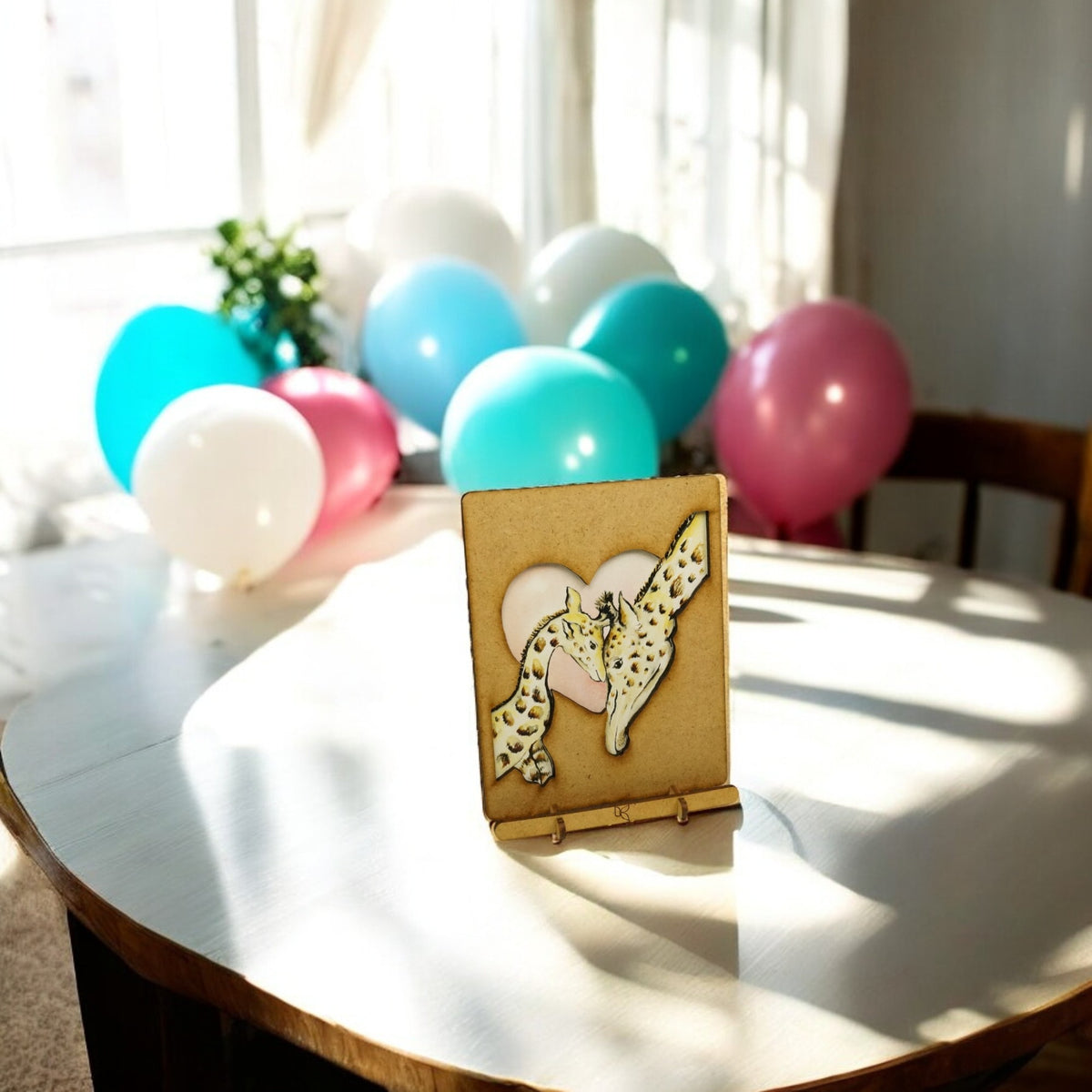 Twee Giraffen – Houten Pop-up Dierenkaart