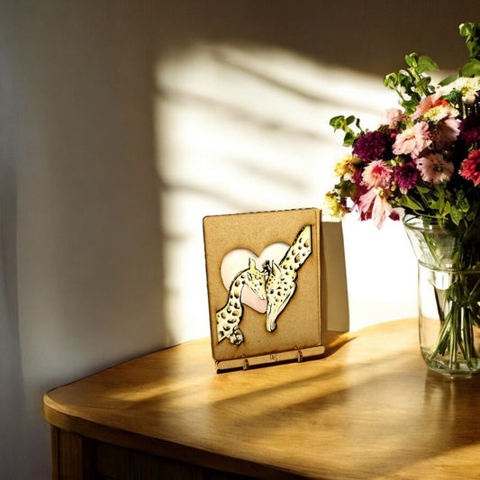 Twee Giraffen – Houten Pop-up Dierenkaart
