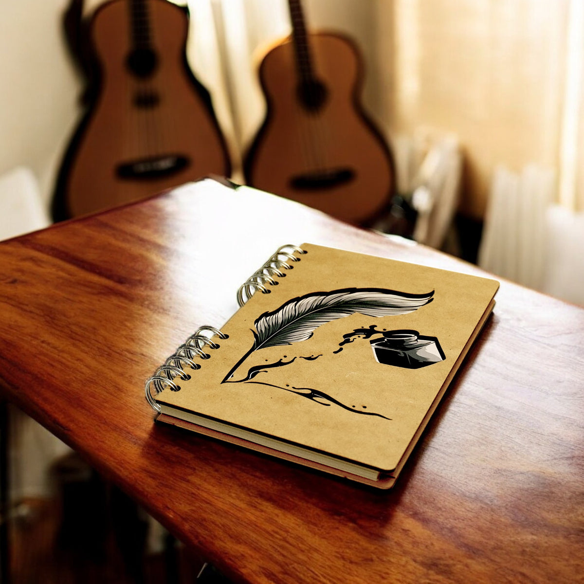 Feather & Inkwell – Refillable Wooden Notebook