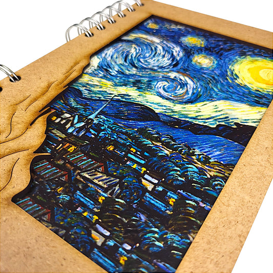 Sterrennacht notitieboek met Van Gogh illustratie – perfect voor schrijven, tekenen en schetsen
