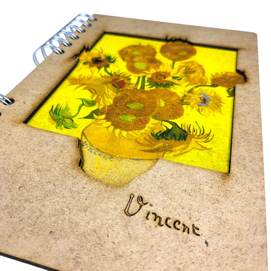 Van Gogh Zonnebloemen – Houten Notitieboek
