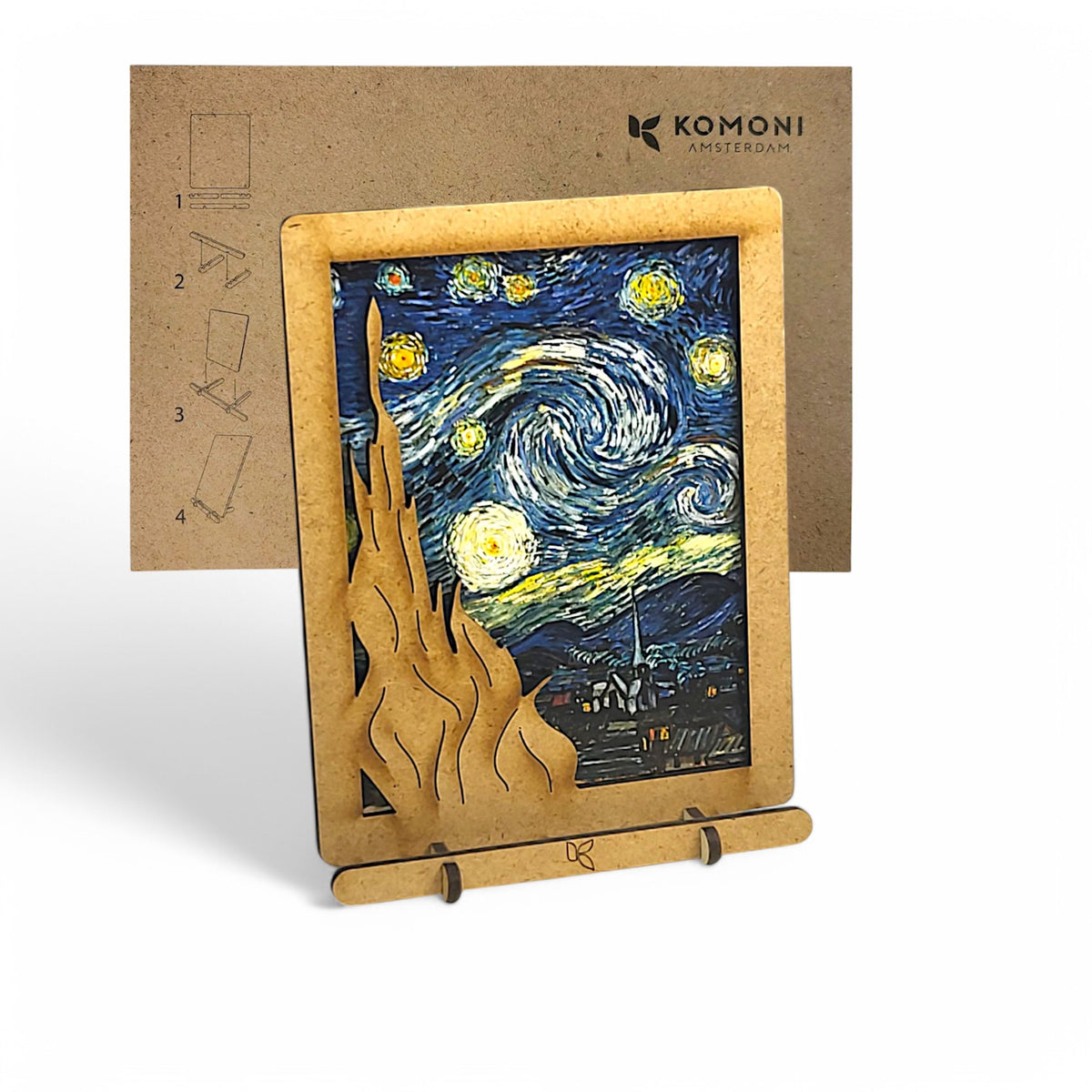 Starry Night pop-up kunstkaart inclusief gerecyclede kraft envelop – KOMONI