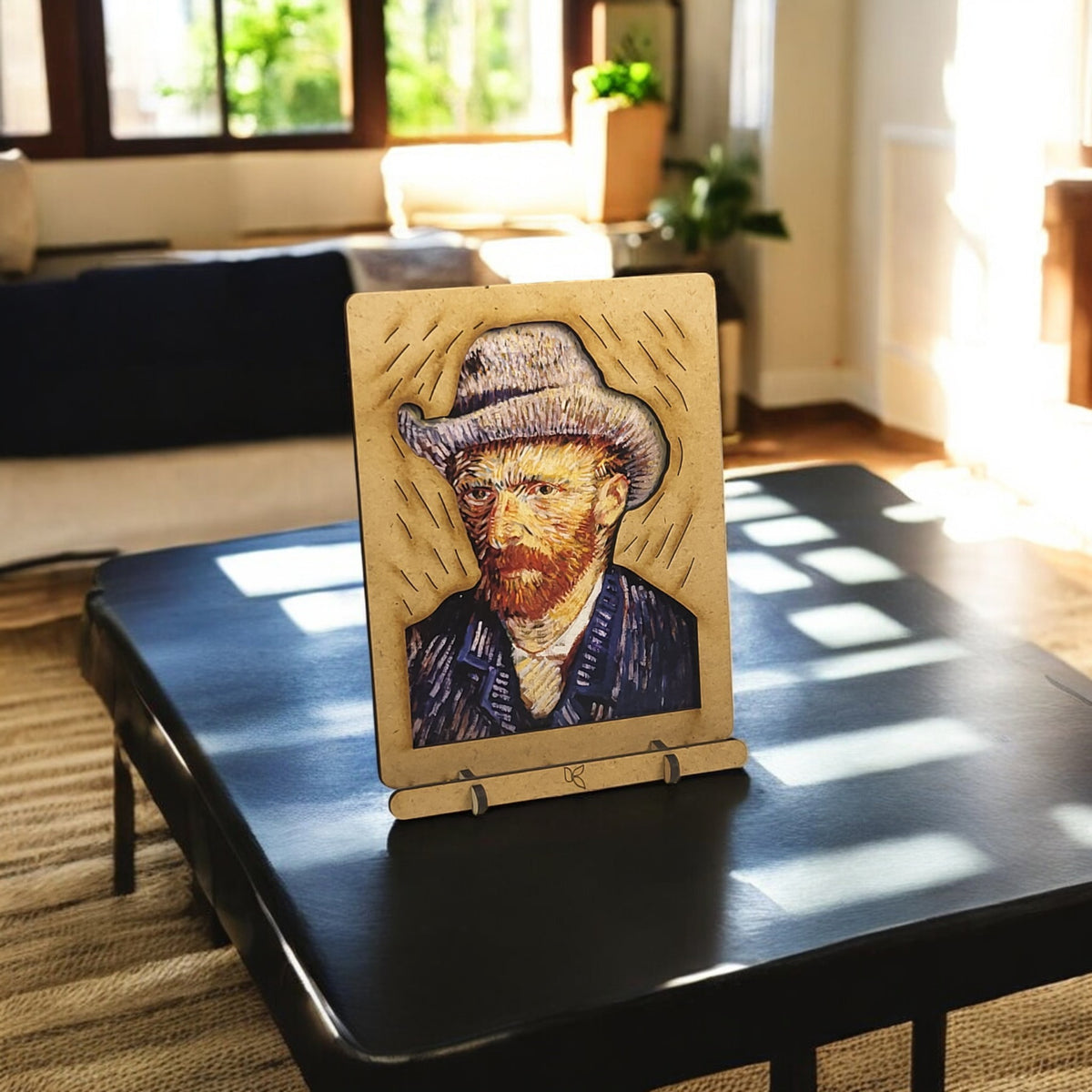 Houten kunstkaart met pop-up zelfportret van Vincent van Gogh