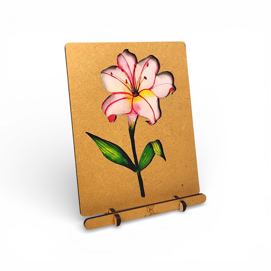 Lelie Pop-up Kaart – Houten Bloemenkaart
