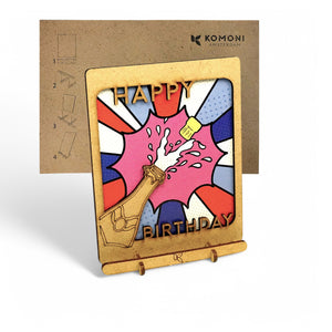 Happy B-Day pop-up kaart met 3D-ontwerp en vrolijke kleuren – Komoni