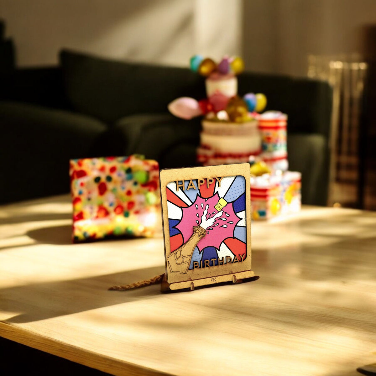 Duurzame verjaardags pop-up kaart Happy B-Day – feestelijk en creatief