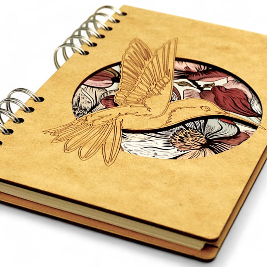 Kolibrie met Bloem – Houten Notitieboek