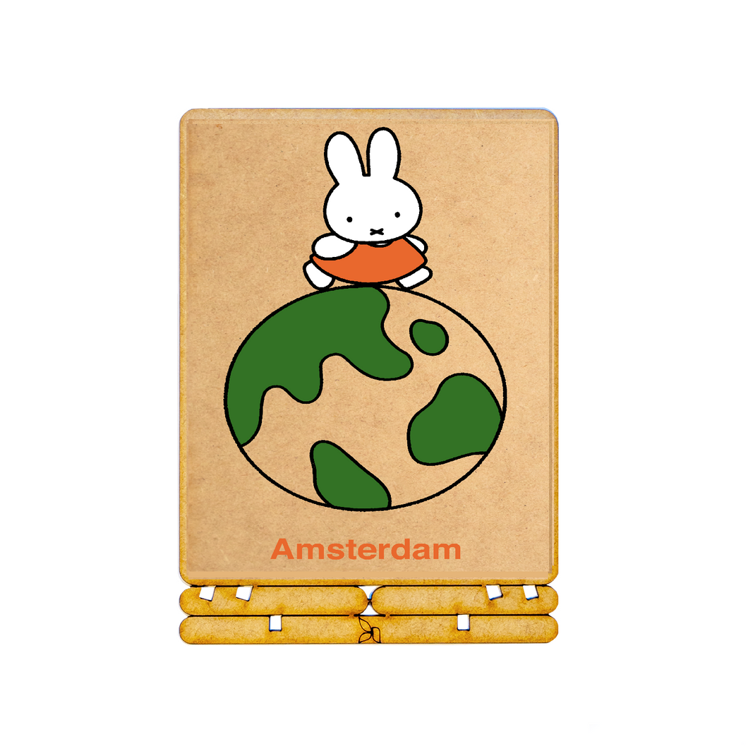 COMING SOON! Postcard - Piece of Art - Miffy on the globe Amsterdam