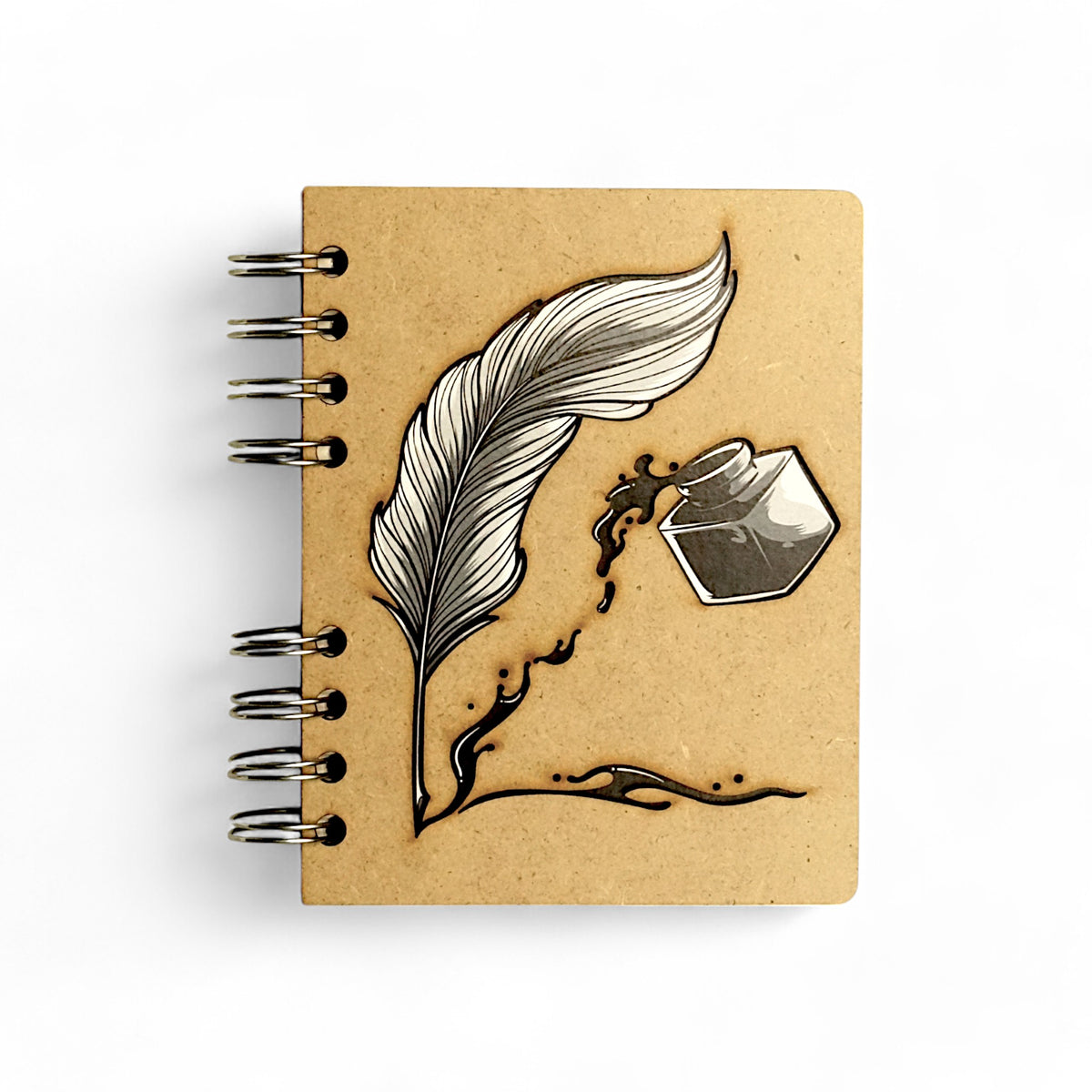 Feather & Inkwell – Refillable Wooden Notebook