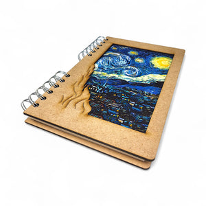 Starry Night Van Gogh Journal in gebruik – schrijven, schetsen en creatieve notities