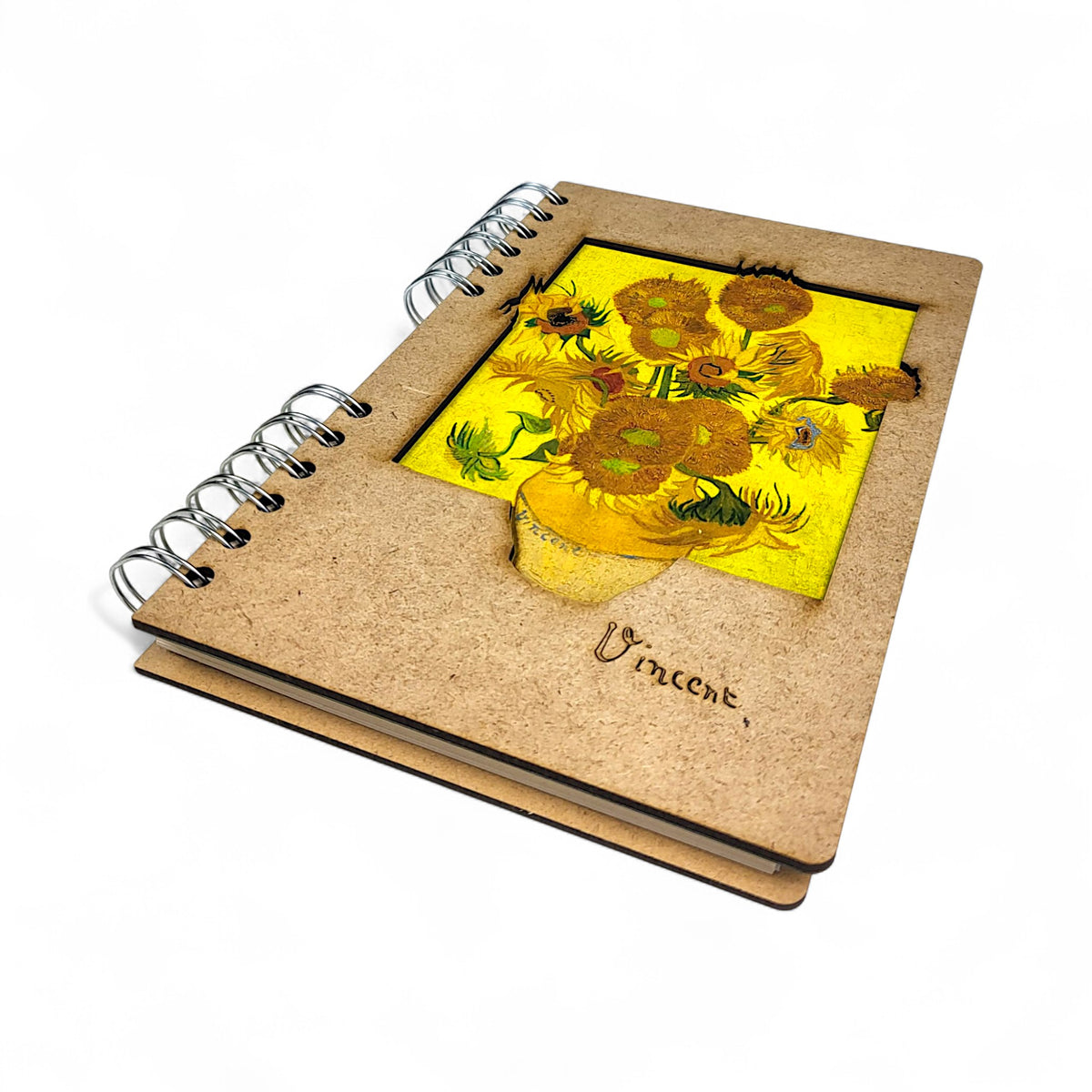 Van Gogh Zonnebloemen – Houten Notitieboek