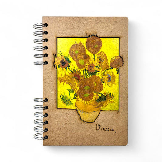 Van Gogh Zonnebloemen – Houten Notitieboek