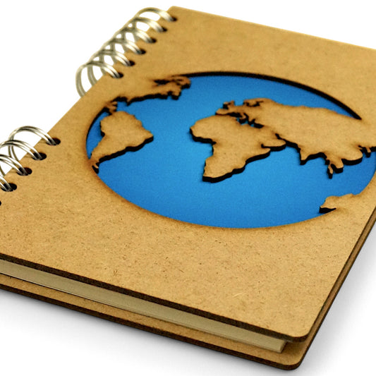 Wereld – Navulbaar Houten Notitieboek