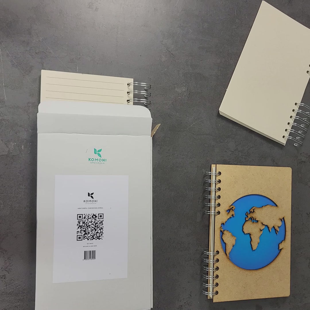Hoe vervang je het papier van een KOMONI notitieboek?